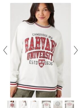 Harvard University est 1636 White & Red Crewneck Sweatshirt